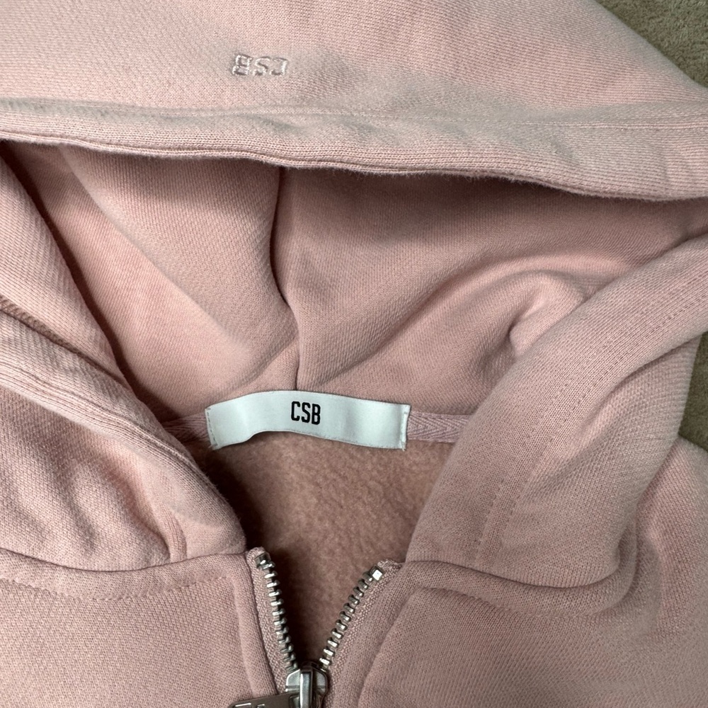 Cropped Pink heavy cotton  Hoodie & Shorts Set - Women Jackets & Coats - Picture 4 of 5